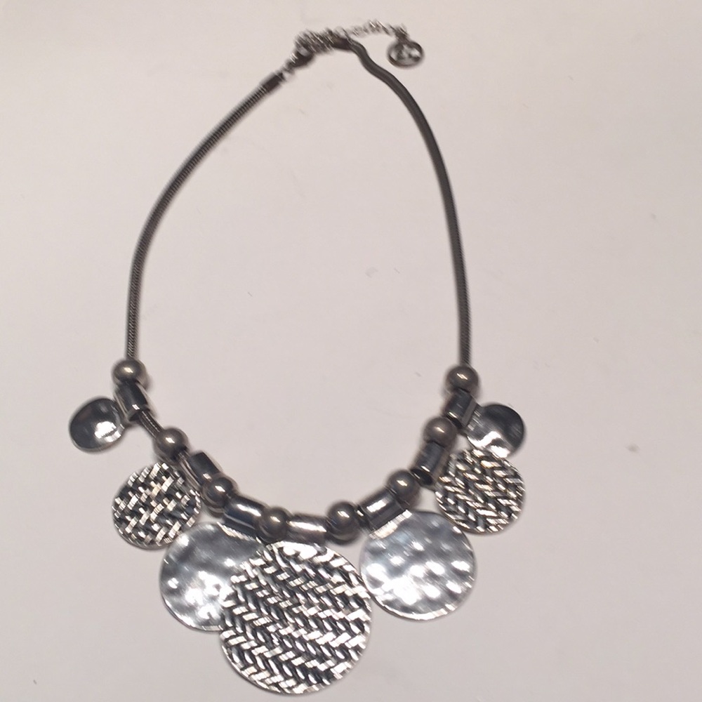 EL Silver Discs Beads &Heavy chain chunky Necklace - Picture 2 of 8